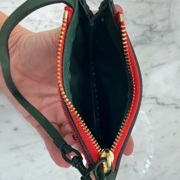 NEW Tory Burch Purse Nubuck Coin Pouch Key Charm Leather Watermelon Wristlet - Picture 5 of 5